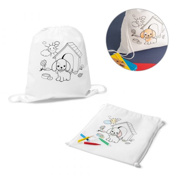 DRAWS. Detská taška so zatiahnutím na farbenie (80 g/m²)