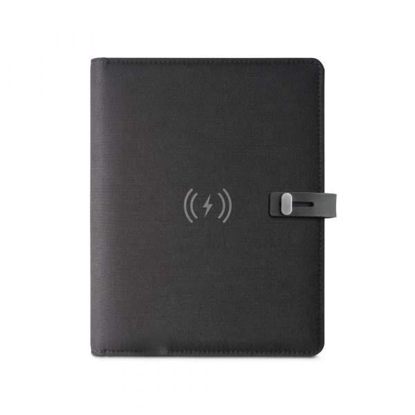 EMERGE A5 FOLDER. Priečinok A5 z recyklovaného polyesteru (100 % rPET) 300D s bezdrôtovou nabíjačkou - Image 2